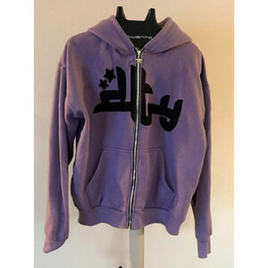 Divide the Youth Purple Logo Full Zip Hoodie Sweatshirt Sz XL DTY Y2K Streetwear